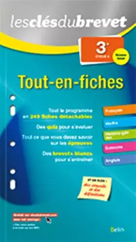 Couverture du produit · Tout-en-fiches - 3ème: Les clés du brevet