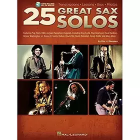 Couverture du produit · 25 Great Sax Solos Bk Transcriptions Lessons Bios Photos Audio Online
