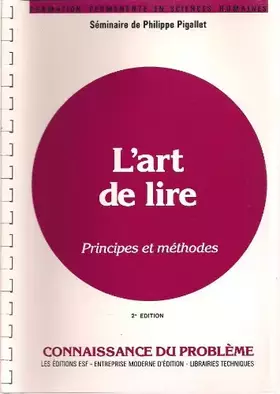 Couverture du produit · L'art de lire : Principes et méthodes