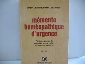 Couverture du produit · Mémento homéopathique d'urgence : Notions simples de première urgence dans l'attente du médecin