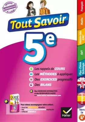 Couverture du produit · Tout savoir 5e Nouveau programme: pour réviser dans toutes les matières