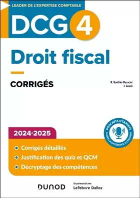 Couverture du produit · DCG 4 - Droit fiscal - Corrigés 2024-2025