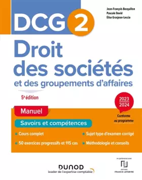 Couverture du produit · DCG 2 Droit des sociétés et des groupements d'affaires - Manuel 2023-2024