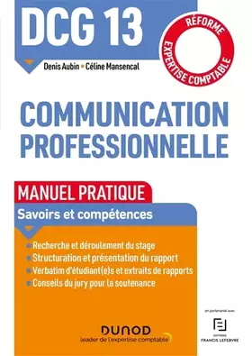 Couverture du produit · DCG 13 - Communication professionnelle - Manuel pratique: Manuel pratique - Réforme Expertise comptable