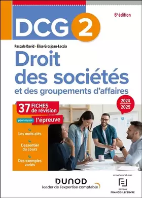 Couverture du produit · DCG 2 - Droit des sociétés et des groupements d'affaires - Fiches 2024-2025
