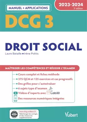 Couverture du produit · DCG 3 - Droit social : Manuel et Applications 2023-2024: Maîtriser les compétences et réussir l'examen
