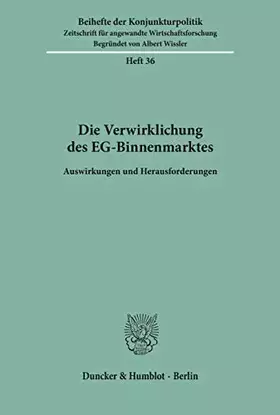 Couverture du produit · Die Verwirklichung des EG- Binnenmarktes