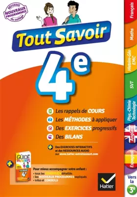 Couverture du produit · Tout savoir 4e Nouveau programme - Tout en un: pour réviser dans toutes les matières