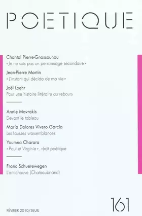 Couverture du produit · Poétique, n°161