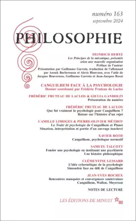 Couverture du produit · Philosophie 163 Dossier Canguilhem face à la psychologie: septmebre 2024 (163)