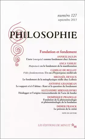 Couverture du produit · Philosophie 127 Fondation et fondement