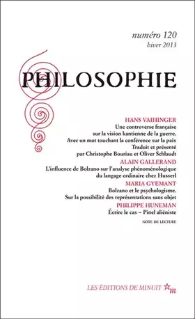 Couverture du produit · Philosophie, N° 120, hiver 2013 :