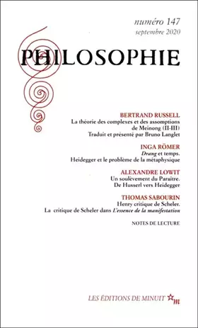 Couverture du produit · Philosophie 147