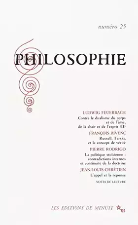 Couverture du produit · Philosophie, numéro 25