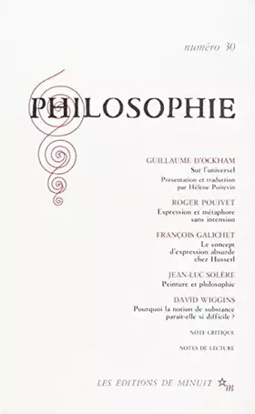 Couverture du produit · Philosophie, numéro 30