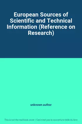 Couverture du produit · European Sources of Scientific and Technical Information (Reference on Research)