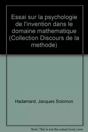 Couverture du produit · Essai sur la psychologie de l'invention dans le domaine mathématique