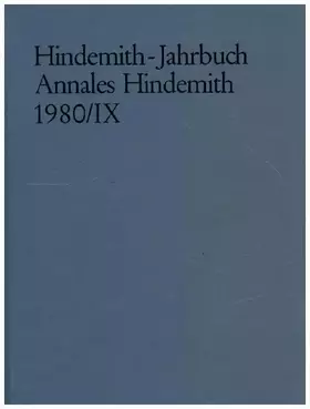 Couverture du produit · Hindemith-Jahrbuch: Annales Hindemith 1980. Band IX.