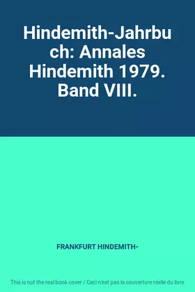 Couverture du produit · Hindemith-Jahrbuch: Annales Hindemith 1979. Band VIII.