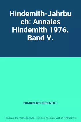 Couverture du produit · Hindemith-Jahrbuch: Annales Hindemith 1976. Band V.