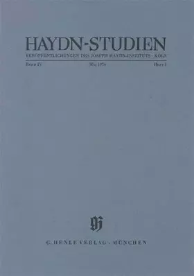 Couverture du produit · Haydn-Studien. Veröffentlichungen des Joseph Haydn-Instituts Köln. Band IV, Heft1, Mai 1976