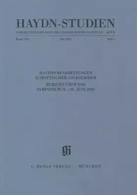 Couverture du produit · Haydn-Studien. Veröffentlichungen des Joseph Haydn-Instituts Köln, Band VIII, Heft 4, Juli 2004: Haydns Bearbeitungen Schottisc