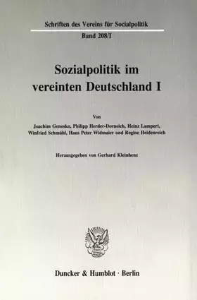 Couverture du produit · Sozialpolitik im vereinten Deutschland I. (Schriften des Vereins für Socialpolitik)