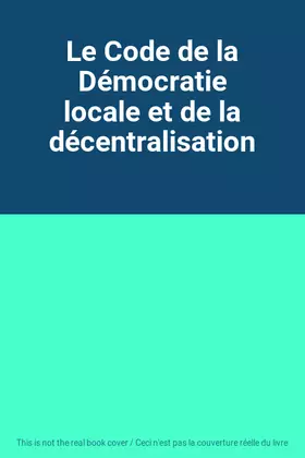 Couverture du produit · Le Code de la Démocratie locale et de la décentralisation