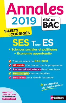 Couverture du produit · Annales ABC du BAC 2019 - Sciences Economiques et Sociales - Term ES