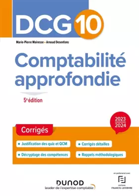 Couverture du produit · DCG 10 - Comptabilité approfondie - Corrigés 2023-2024