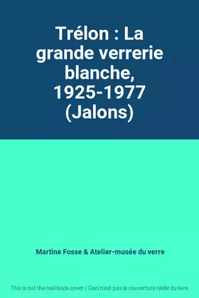 Couverture du produit · Trélon : La grande verrerie blanche, 1925-1977 (Jalons)