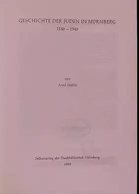 Couverture du produit · Geschichte der Juden in Nürnberg 1146-1945.