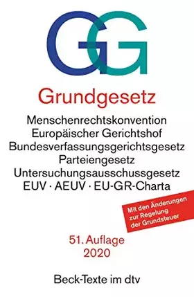 Couverture du produit · Grundgesetz: mit Menschenrechtskonvention, Verfahrensordnung des Europäischen Gerichtshofs für Menschenrechte, Bundesverfassung