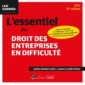 Couverture du produit · L'essentiel du droit des entreprises en difficulté: Intègre les dispositions de l'ordonnance n° 2021-1193 du 15 septembre 2021 