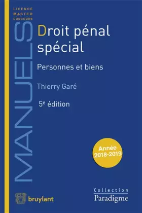 Couverture du produit · Droit pénal spécial: Personnes et biens