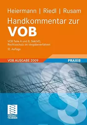Couverture du produit · Handkommentar zur VOB: VOB Teile A und B, SektVo,Rechtsschutz im Vergabeverfahren