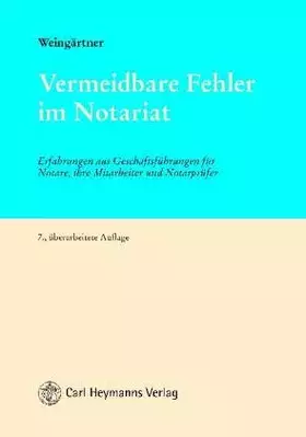 Couverture du produit · Vermeidbare Fehler im Notariat