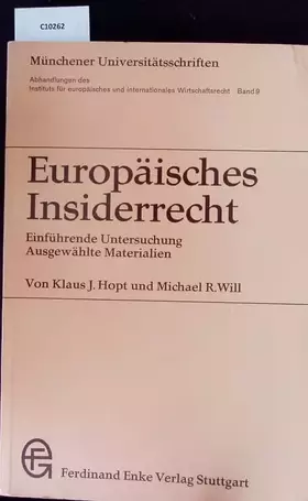 Couverture du produit · Europäisches Insiderrecht. Einführende Untersuchung - Ausgewählte Materialien.