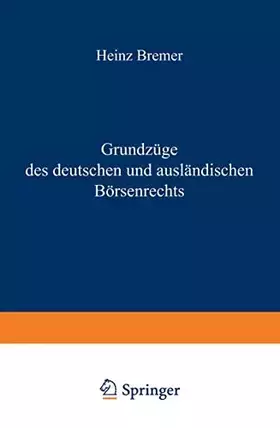 Couverture du produit · Grundzüge des deutschen und ausländischen Börsenrechts (Abteilung Rechtswissenschaft)