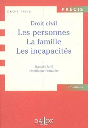 Couverture du produit · Droit civil : Les Personnes - La Famille - Les Incapacités