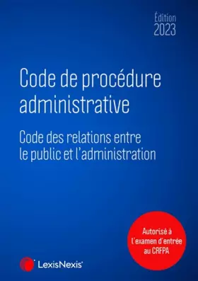 Couverture du produit · code de procedure administrative 2023