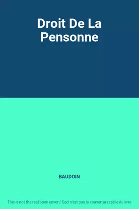 Couverture du produit · Droit De La Pensonne