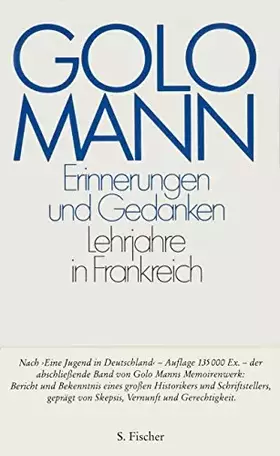 Couverture du produit · Erinnerungen und Gedanken: Lehrjahre in Frankreich: Hrsg. v. Hans-Martin Gauger u. Wolfgang Mertz.