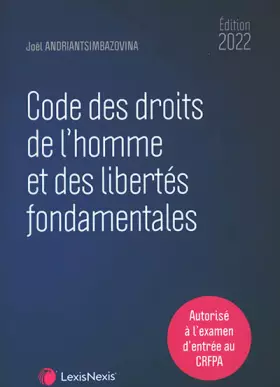 Couverture du produit · Code des droits de l'homme et des libertés fondamentales 2022
