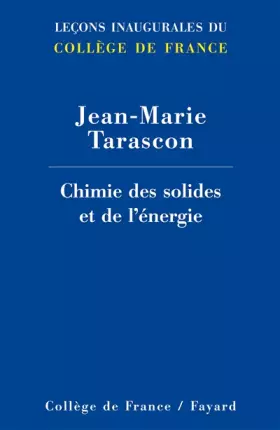 Couverture du produit · L'énergie : stockage électrochimique et développement durable