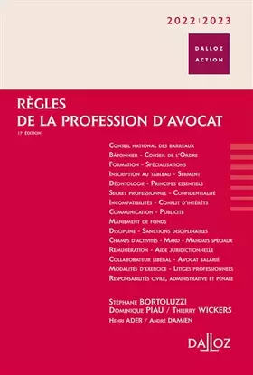 Couverture du produit · Règles de la profession d'avocat 2022/2023. 17e éd.