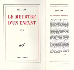 Couverture du produit · Jean Cau. Le Meurtre d'un enfant