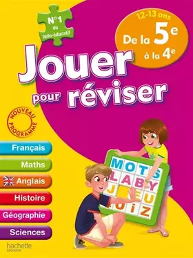Couverture du produit · Jouer pour réviser - De la 5e à la 4e 12-13 ans - Cahier de vacances