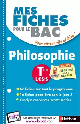 Couverture du produit · Mes fiches pour le BAC Philosophie Term L.ES.S