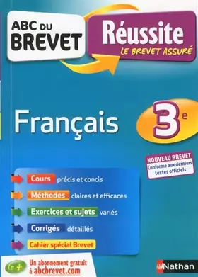 Couverture du produit · Français 3e - ABC du Brevet Réussite - Brevet 2022 - Cours, Méthode, Exercices